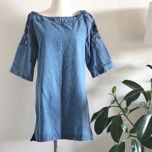 Anthropologie x Maeve Denim Lace-up Dress